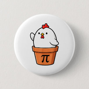 Funny Chicken Pot Pie Happy Pi Day 3.14 Math Teach 6 Cm Round Badge