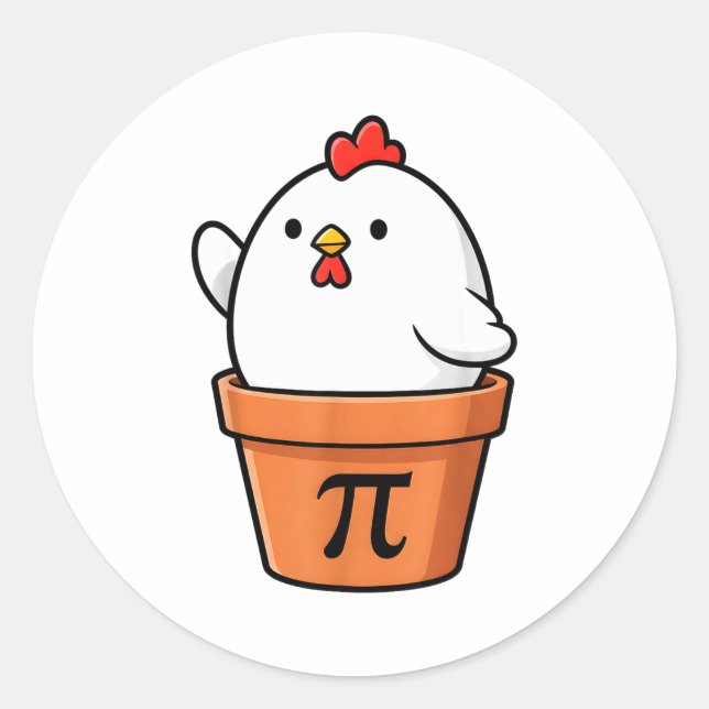 Funny Chicken Pot Pie Happy Pi Day 3.14 Math Teach Classic Round Sticker (Front)