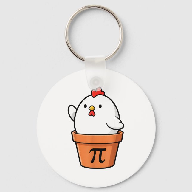 Funny Chicken Pot Pie Happy Pi Day 3.14 Math Teach Key Ring (Front)