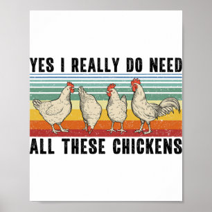 Funny Chicken Poultry Farm Animal Hen Chickens Far Poster