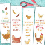 Funny Chicken Puns DIY Bookmarks<br><div class="desc">These adorable illustrated chicken themed bookmarks are the perfect gift or stocking stuffer for chicken lovers or those who love to read! This bookmark template sheet features four ready to cut bookmarks with a funny chicken pun design printed on front and back. Simply cut out the four bookmarks carefully with...</div>