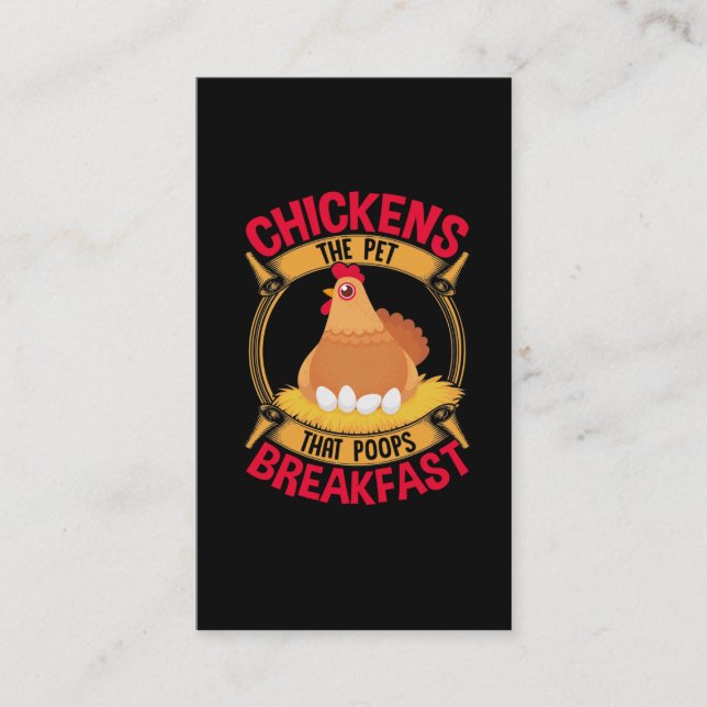 Funny Chicken Quote Breakfast Poop Hen Farming Business Card (Front)