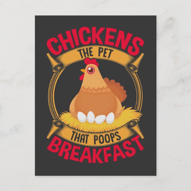 Funny Chicken Quote Breakfast Poop Hen Farming Postcard (Front)