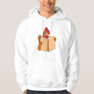 Funny Chicken Reading Book Cartoon Hen Hoodie