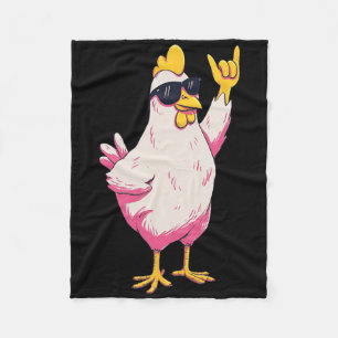 Funny Chicken Retro Style Cartoon Poultry Humour D Fleece Blanket