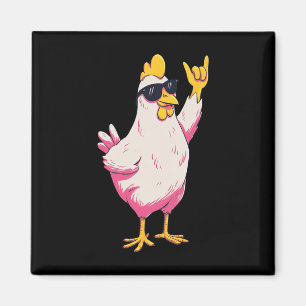 Funny Chicken Retro Style Cartoon Poultry Humour D Magnet