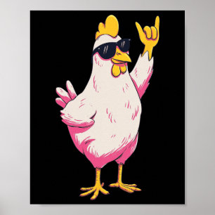 Funny Chicken Retro Style Cartoon Poultry Humour D Poster