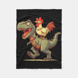 Funny chicken riding dinosaur graphic for boys and fleece blanket