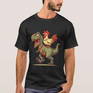 Funny chicken riding dinosaur graphic for boys and T-Shirt
