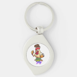 Funny Chicken Rise and Fly” T-Shirt Key Ring