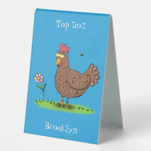Funny chicken rustic whimsical cartoon