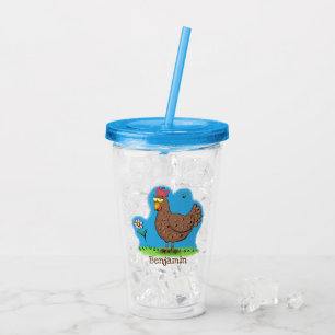 Funny chicken rustic whimsical cartoon acrylic tumbler