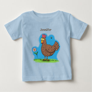 Funny chicken rustic whimsical cartoon baby T-Shirt