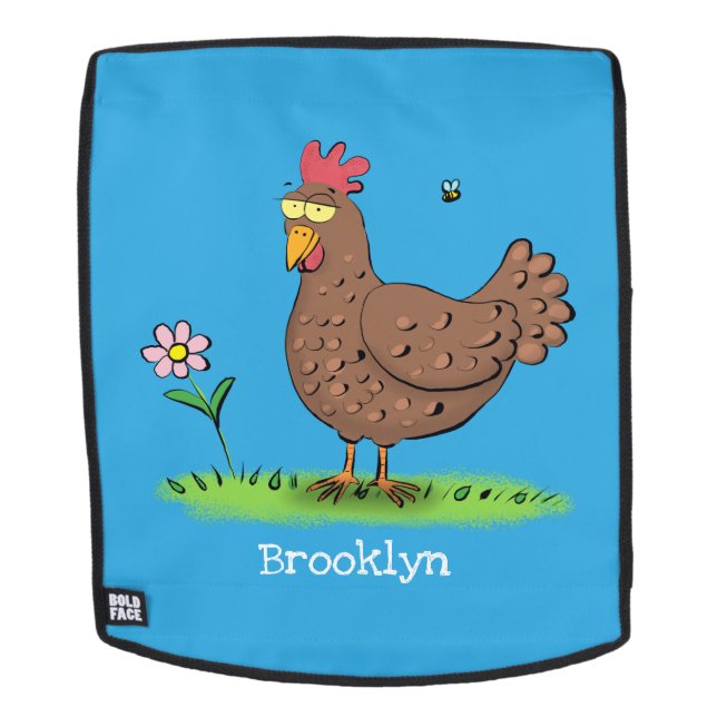 Funny chicken rustic whimsical cartoon backpack (Removable Face)