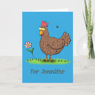 Funny chicken rustic whimsical cartoon card