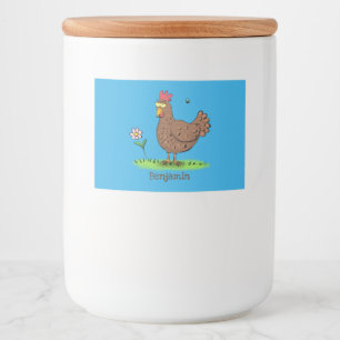 Funny chicken rustic whimsical cartoon food label