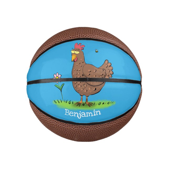 Funny chicken rustic whimsical cartoon mini basketball (Front)