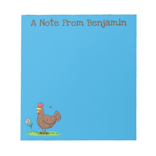 Funny chicken rustic whimsical cartoon notepad (Front)