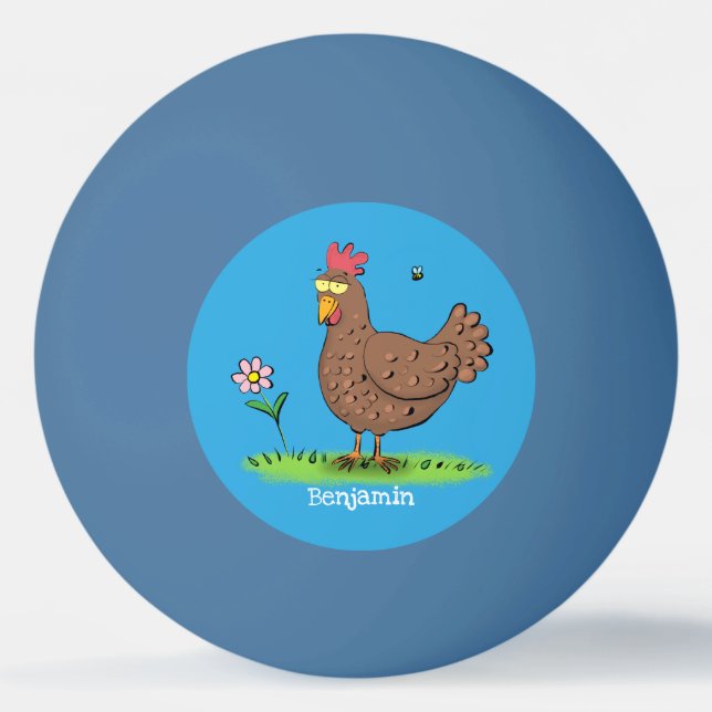 Funny chicken rustic whimsical cartoon  ping pong ball (Front)