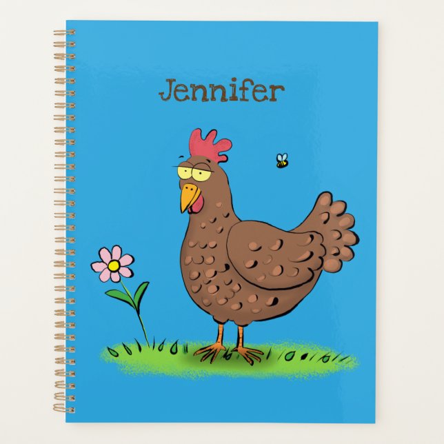 Funny chicken rustic whimsical cartoon planner (Front)