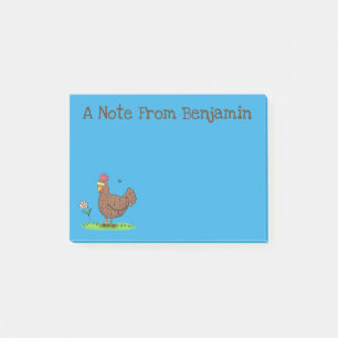 Funny chicken rustic whimsical cartoon post-it notes