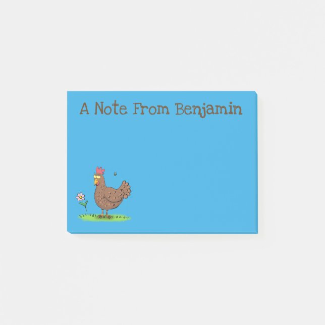 Funny chicken rustic whimsical cartoon post-it notes (Front)