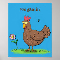 Funny chicken rustic whimsical cartoon