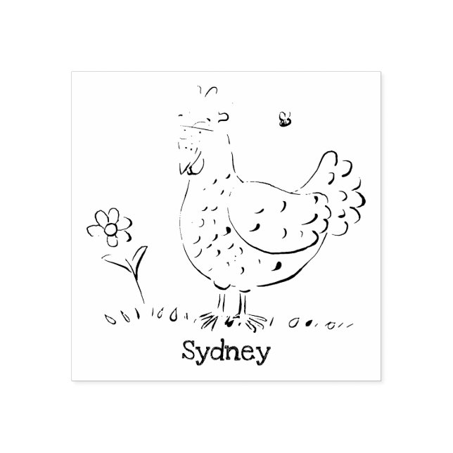 Funny chicken rustic whimsical cartoon rubber stamp (Imprint)