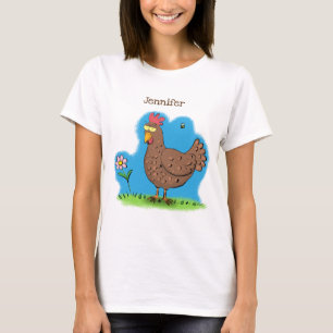 Funny chicken rustic whimsical cartoon T-Shirt