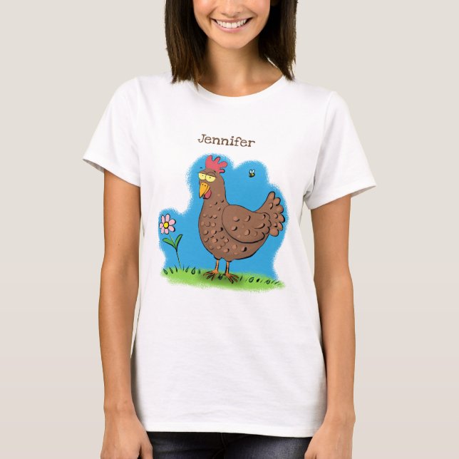 Funny chicken rustic whimsical cartoon T-Shirt (Front)