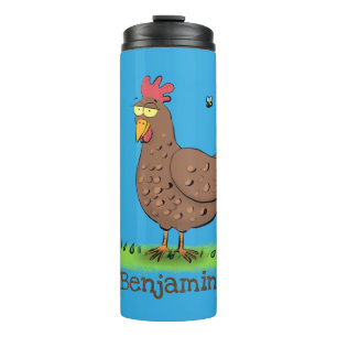 Funny chicken rustic whimsical cartoon thermal tumbler
