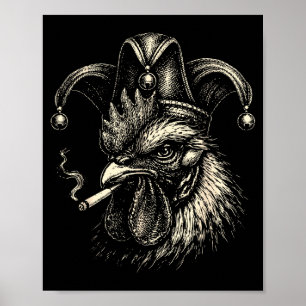 Funny chicken smoking cigarette meme rooster jeste poster