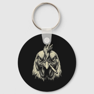Funny Chicken Smoking Cigarette Meme Vintage Grung Key Ring
