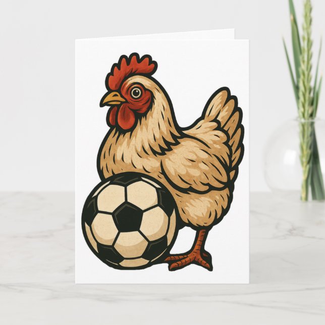 Funny Chicken Soccer  Card (Front)