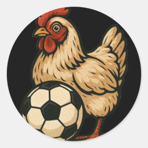 Funny Chicken Soccer Classic Round Sticker