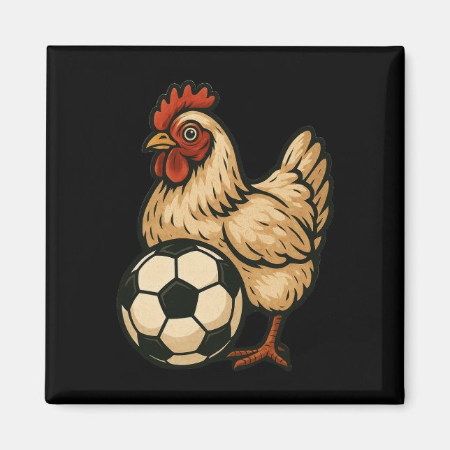 Funny Chicken Soccer  Magnet (Front)