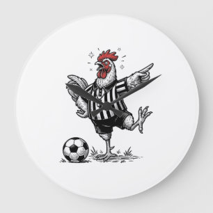 Funny Chicken Soccer Vintage Engraving Shirt_1 Large Clock