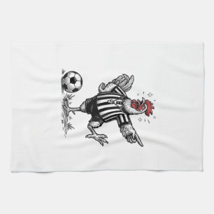 Funny Chicken Soccer Vintage Engraving Shirt_1 Tea Towel
