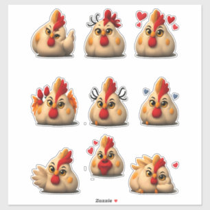 Funny Chicken Sticker Pack — Chubby Rooster