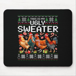 Funny Chicken Ugly Christmas Sweater Holiday Desig Mouse Mat