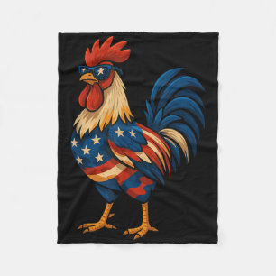 Funny Chicken Usa Flag Patriotic Chicken Lover 4th Fleece Blanket
