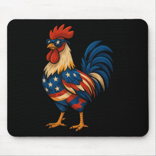 Funny Chicken Usa Flag Patriotic Chicken Lover 4th Mouse Mat