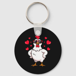 Funny Chicken Valentine Heart Sungles Humour For C Key Ring