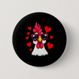Funny Chicken Valentines Day Heart Chicken Couple  6 Cm Round Badge