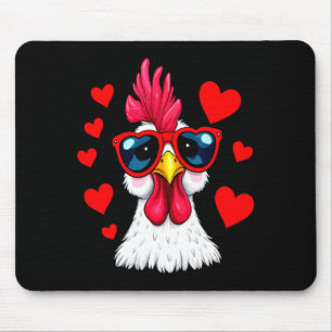 Funny Chicken Valentines Day Heart Chicken Couple  Mouse Mat