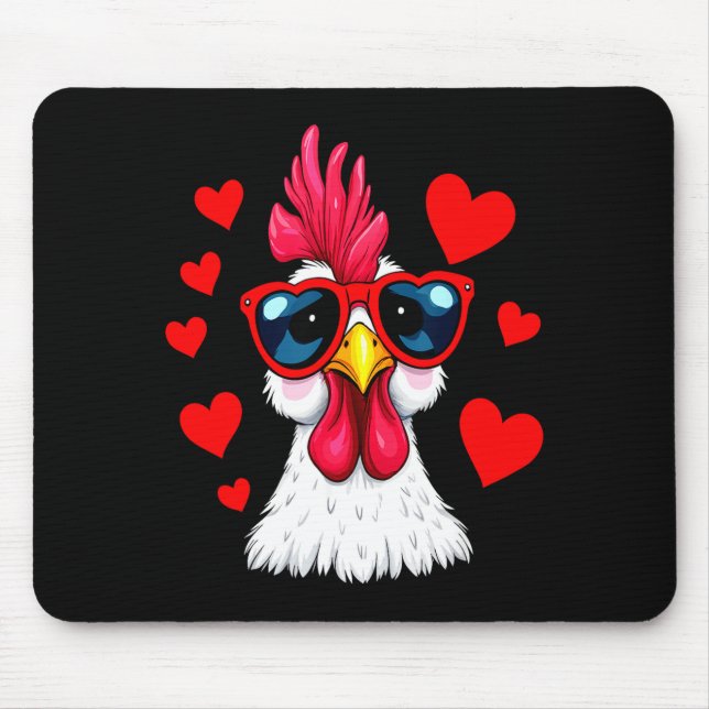 Funny Chicken Valentines Day Heart Chicken Couple  Mouse Mat (Front)