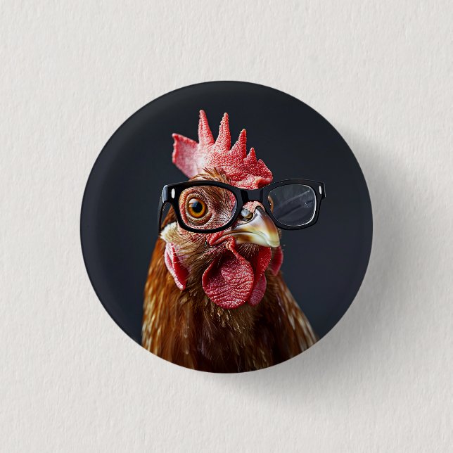 Funny Chicken Wearing Glasses 3 Cm Round Badge (Front)