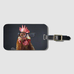 Funny Chicken Wearing Glasses Luggage Tag