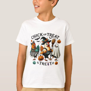 Funny Chicken Witch Halloween Chick Or Treat T-Shirt