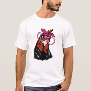 Funny Chicken With Bandanna Glasses Men Women Nove T-Shirt